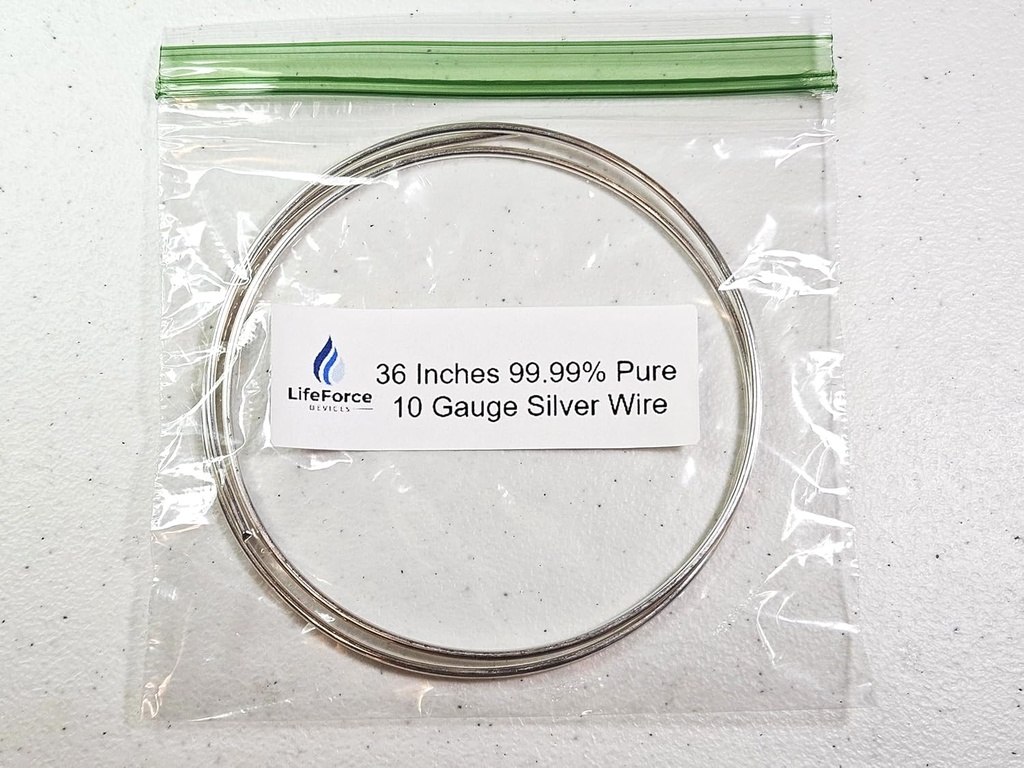 Pure Silver Generator Wires - 9999 Silver Electrodes - Pre-Cut 36-Inch 10 Gauge Wires - Fits LifeForces