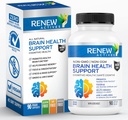 Renew Actives Brain Health Support - Bacopa 300MG, גינקו 100MG, Lion's Mane 200MG ל 2 קפסולות - תמיכה בבריאות קוגניטיבית, זיכרון משופר, מקדם מיקוד ומרד - מיוצר בקנדה - 90 קפסולות