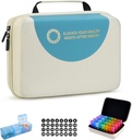 Drop-Proof Monthly Pill מארגנת 3 Times A Day, 30 יום Travel Pill Boxer עם 32 השוואות יומיות, מארגנת תרופות עבור ויטמין, שמן דגים, תוסף (Beige)