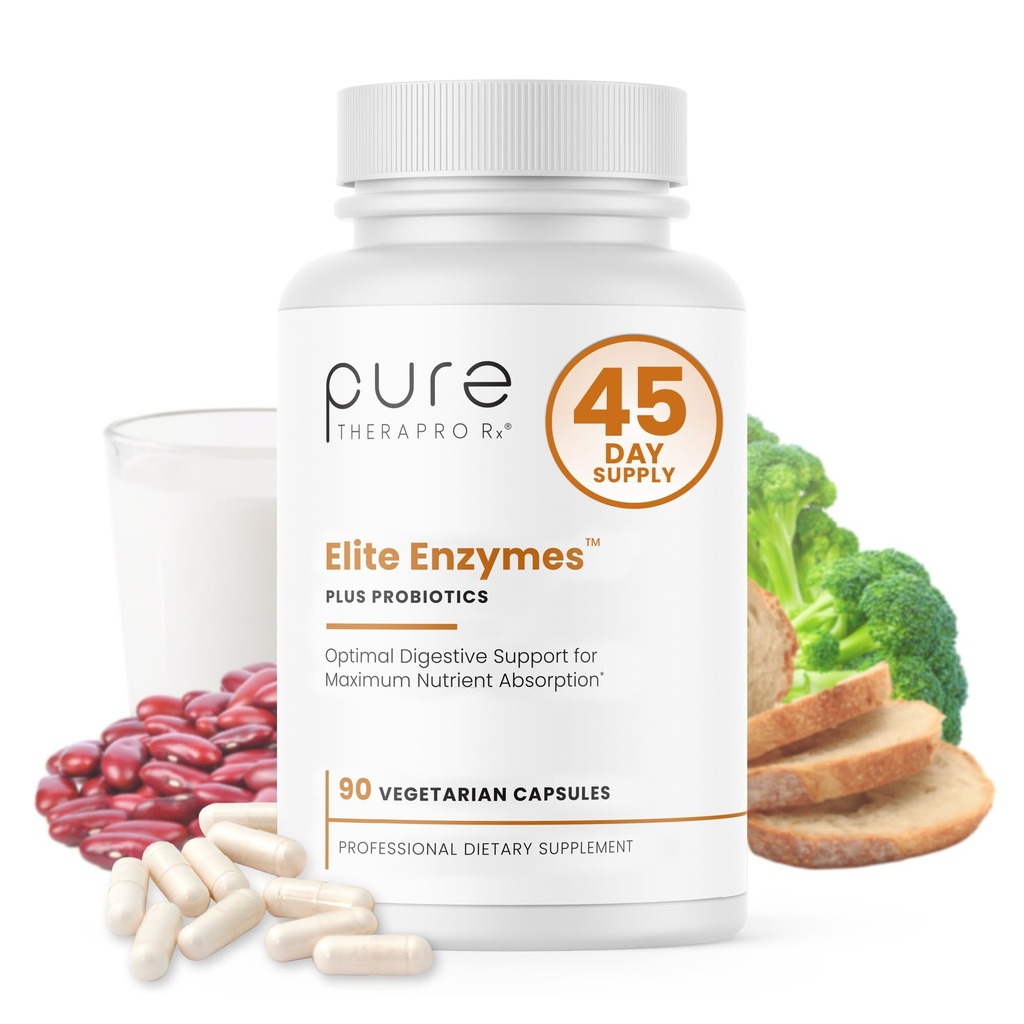 Pure Therapro Rx Elite Enzymes תוספת חיזוק Enzymes תוספת תוסף לנשים וגברים, 90 קפסולות טבעוניות