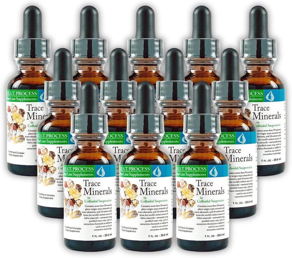 Morter Trace מינרלים ב-Coloidal Suspension (12 Pack) Morter HealthSystem Best Process Alkaline - חומרים מזינים Dense Trace Elements, Fulvic מינרלים & Amino Acids