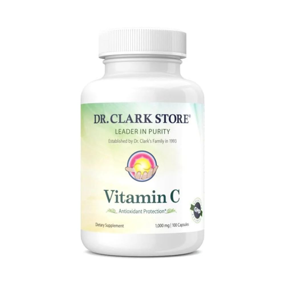 ד"ר קלארק ויטמין C תוסף 1000 מ"ג - Gluten Free, Immunity Support, Potent נוגד חמצון, תומך בתפקוד המוח, מקדם תצורת Tissue Formation ותיקון, 100 גלטין קפסולות