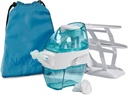 Navage Bun Deluxedle Nasal Irrigation System - Saline Nasal Rinse Kit עם 1 Nose ניקויer, 20 Salt Pods, Sky Blue Travel Bag ו 1 Countertop Caddy.