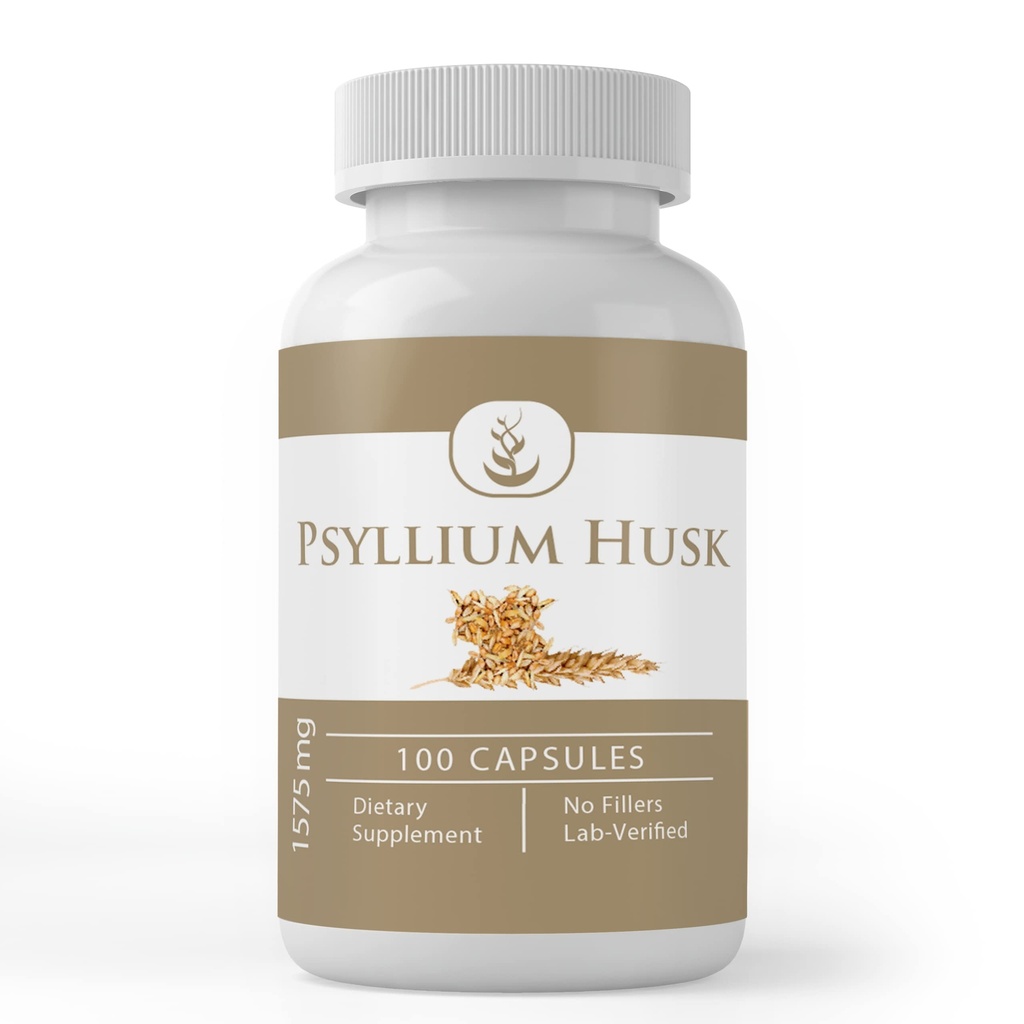 Pure Original Ingredients Psyllium Husk כמוסות (100 קפסולות) תוספי אבקה סיבים, לא תוספות או מילויים, מעבדה מאומתת