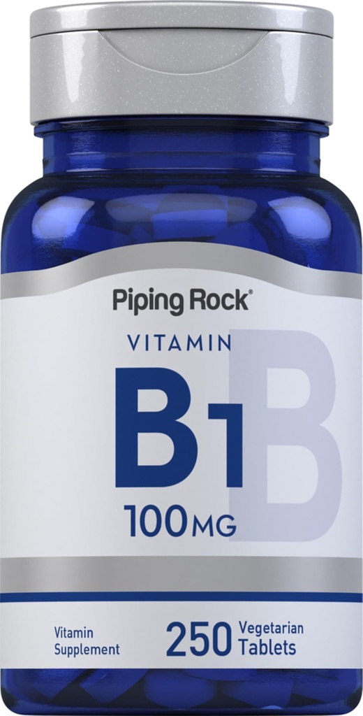 Piping Rock ויטמין B1 100 מ"ג | 250 טבליות | Thiamine Supplement | Vegetarian, non-GMO, Gluten Free