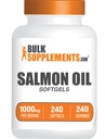 BulkSupplements.com Salmon Oil Softgels - אומגה 3 תוספת, Wildאלסקה Salmon שמן תוספי - 1000 מ"ג, Gluten Free, 1 Softgel לשרת, 240 הרוזן (Pack of 1)