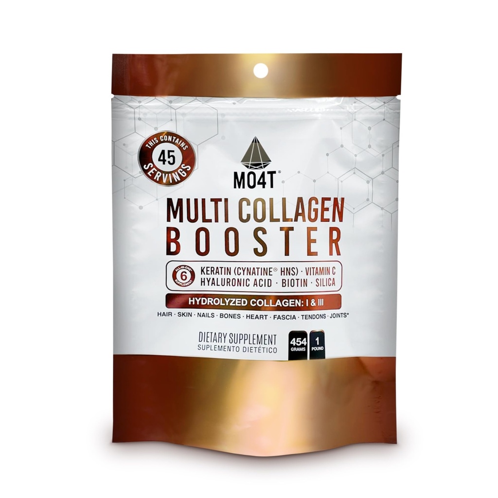 Multi Collagen Booster אבקת - תוספת כוח קולאזן תוספת קריטין, ביוטין, Hyaluronic Acid, ויטמין C & Silica - חומרים מזינים נוספים לשיער, ציפורניים, & Skin-1 פאונד