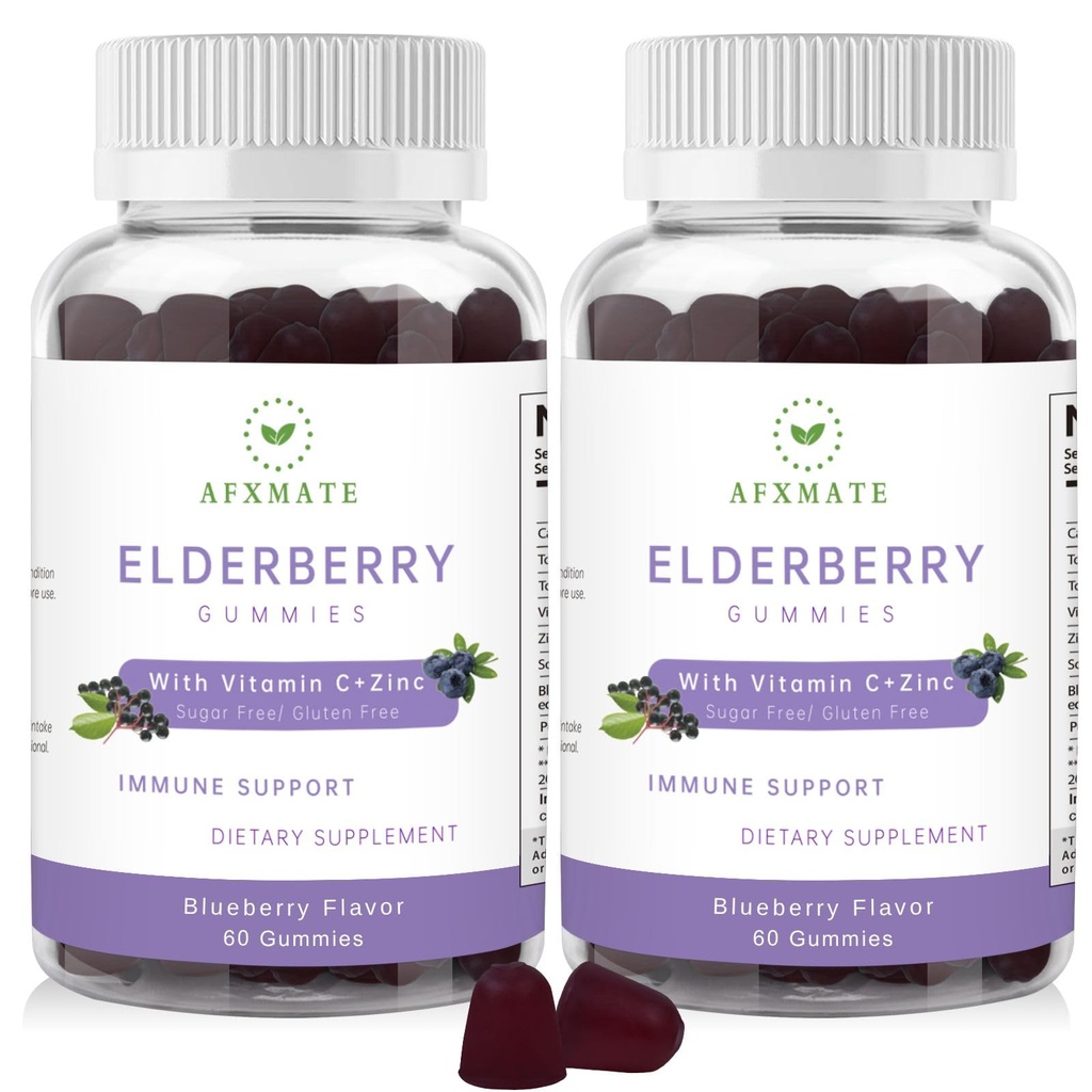 Sambucus Elderberry Gummies, Black Elderberry Gummy עם Zinc ו ויטמין C למבוגרים, סוכר חינם ילדים רב ויטמין חניכיים Immune תמיכה * תוספת (2 Pack)