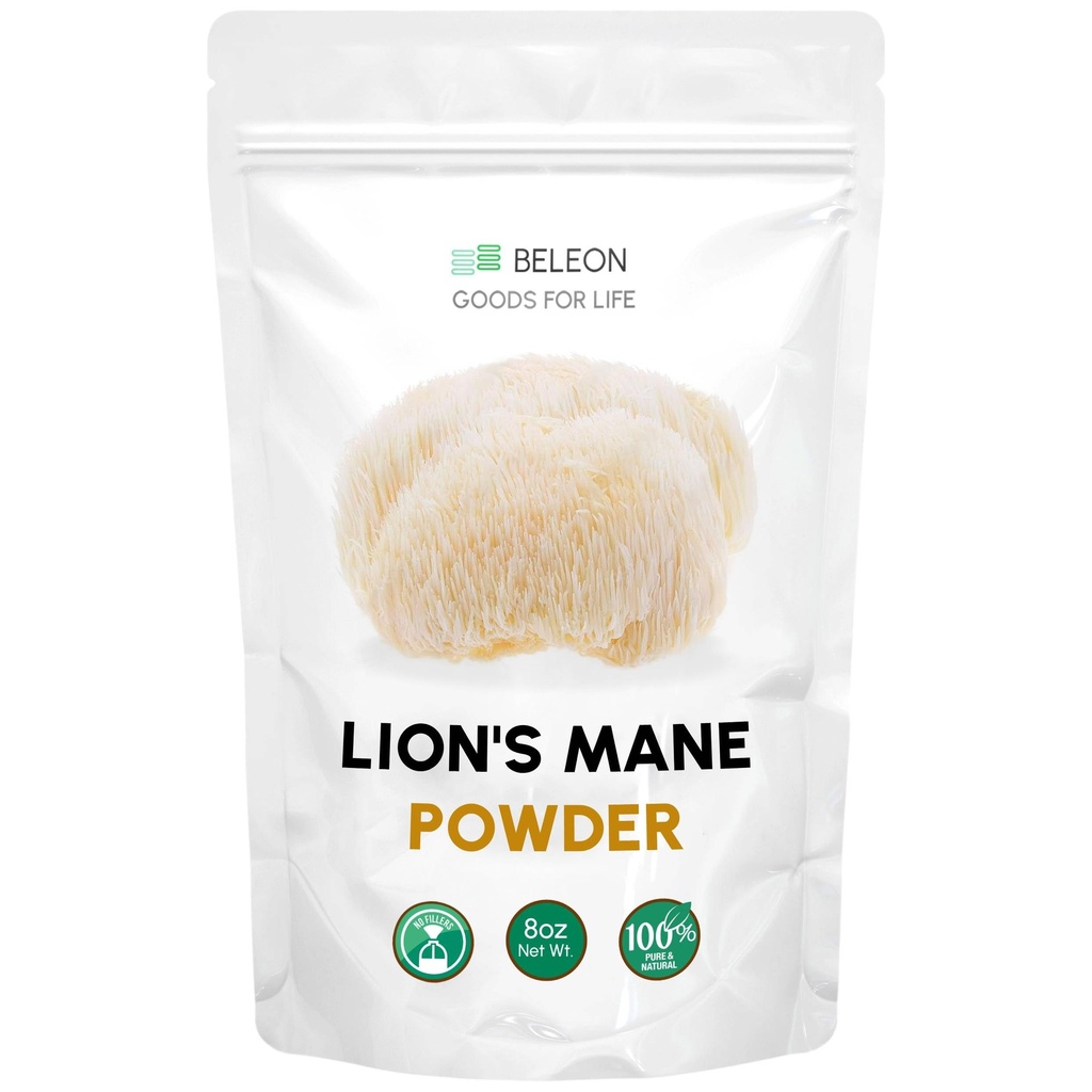 Lions Mane אבקת 8 oz - Pure Lion's Mane Mushroom תוספת עם אנטיoxidants, אבקת טבעונית