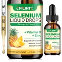 Selenium נוזל טיפות, 200mcg נוזל סלניום תוספת עם ויטמין C & Zinc, תמיכה מערכת החיסון, Antioxidant & Heart Health, High Absorption, Pineapple Flavor, 2 Fl Oz