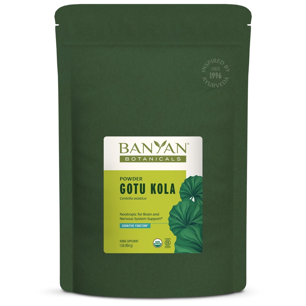 Banyan הבוטנים Gotu Kola אבקה - אורגני ברהמיה (Centella Asiatica) - Calming Nootropic Herb עבור מערכת העצבים & עור בריא * - 1 lb.