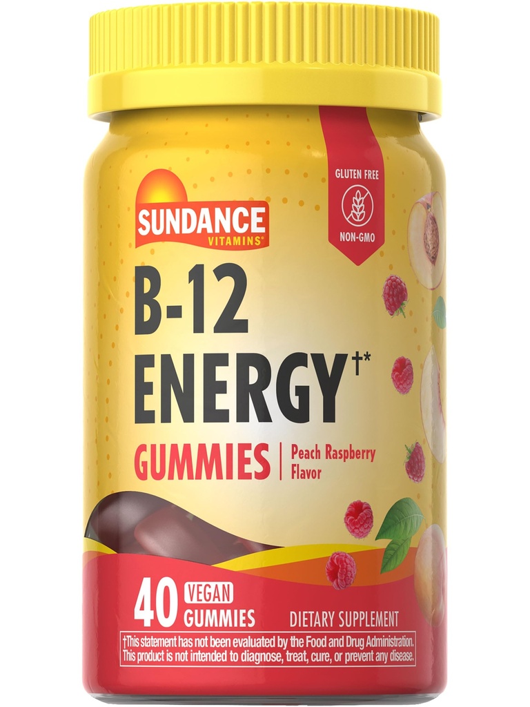 ויטמין B-12 אנרגיה חניכיים | 40 Count | Peach Raspberry Flavor | טבעוני, non-GMO ו- Gluten Free Supplement