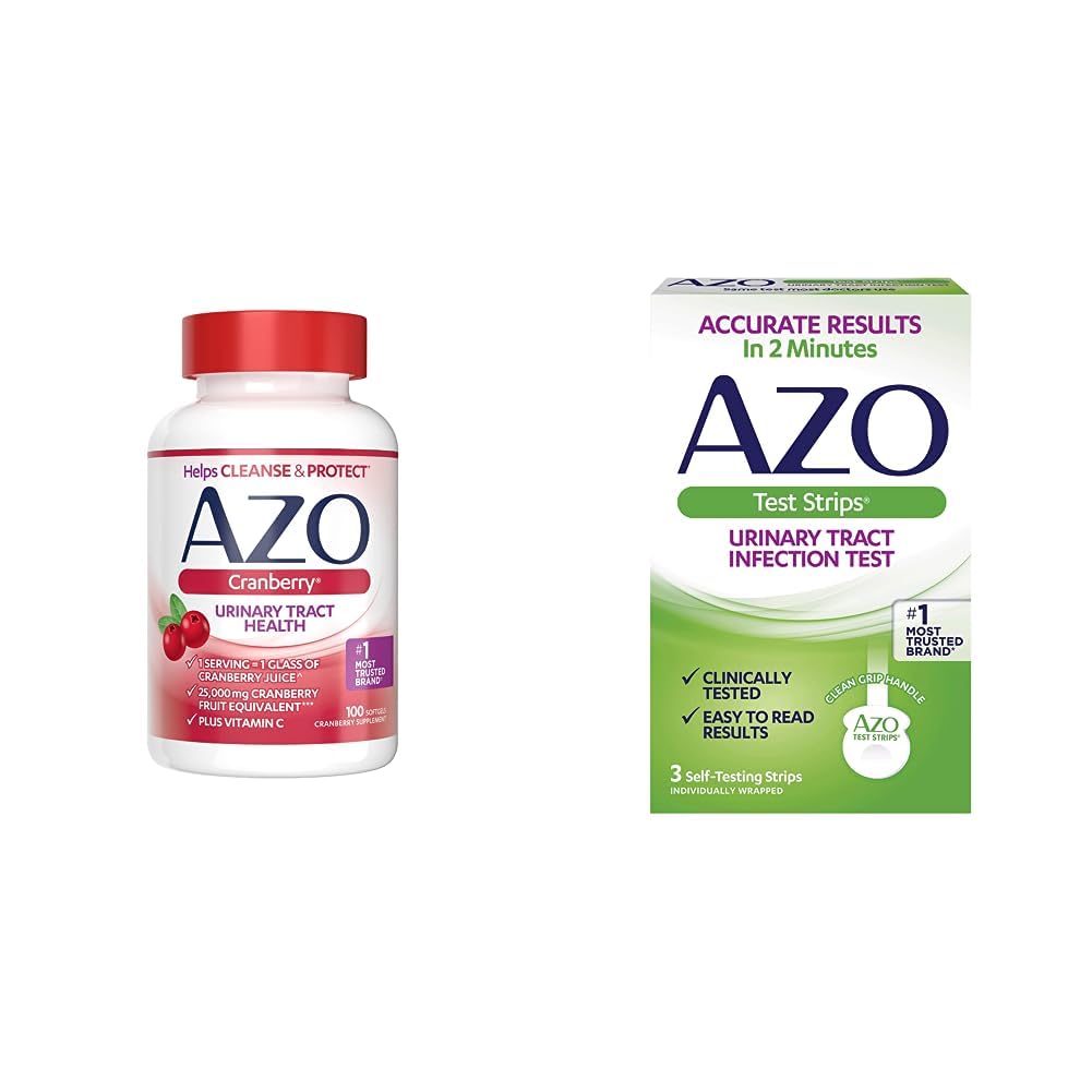 AZO Cranberry Urinary Tract Health תוסף & Urinary Tract זיהומים (UTI) Test Strips, Accurate תוצאות ב 2 דקות, בדיקה קלינית, קל לקרוא תוצאות, 3 Count Count