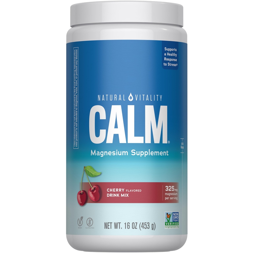 Natural Vitality Calm, Magnesium תוסף, Anti-Stress Drink אבקת Gluol,ten Free, Vegan, & non-GMO, Cherry, 16 oz