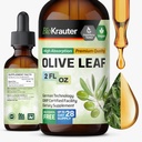 BIO KRAUTER זית חלץ נוזל - אוליב Leaf Tincture for Immune Support - אלכוהול וסוכר חינם - טיפות טבעוניות 2 Fl.Oz.