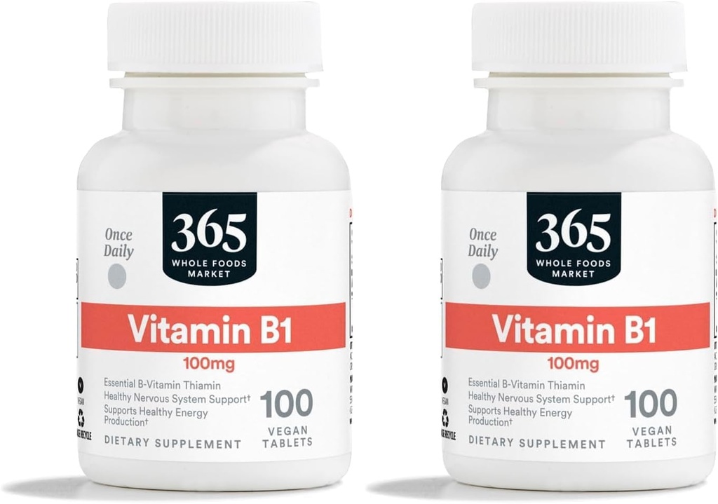365 על ידי Whole Foods Market, ויטמין B1 100Mg, 100 טבליות (Pack of 2)