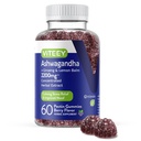 Viteey Ashwagandha Gummies עם ג'ינסנג ולימון Balm - Mood, Calm & Stress Support Ashwagandha תוספי - טבעוני, Gluten-Free - 60 Count Count