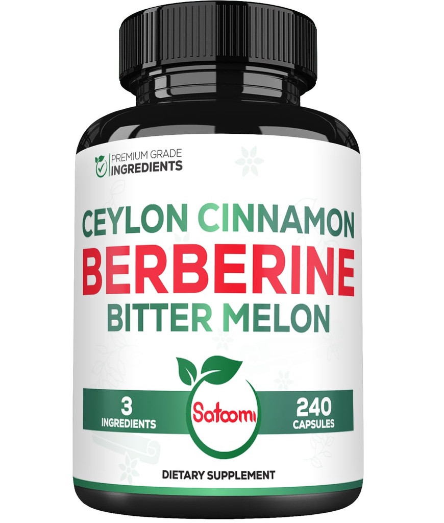 Berberine 1500 מ"ג תוספת עם Ceylon Cinnamon Bark & Bitter Melon - 240 קפסולות טבעוניות עבור 80 משרתים - מערכת החיסון, בריאות הלב, ניהול גוף ותמיכה תמיכה