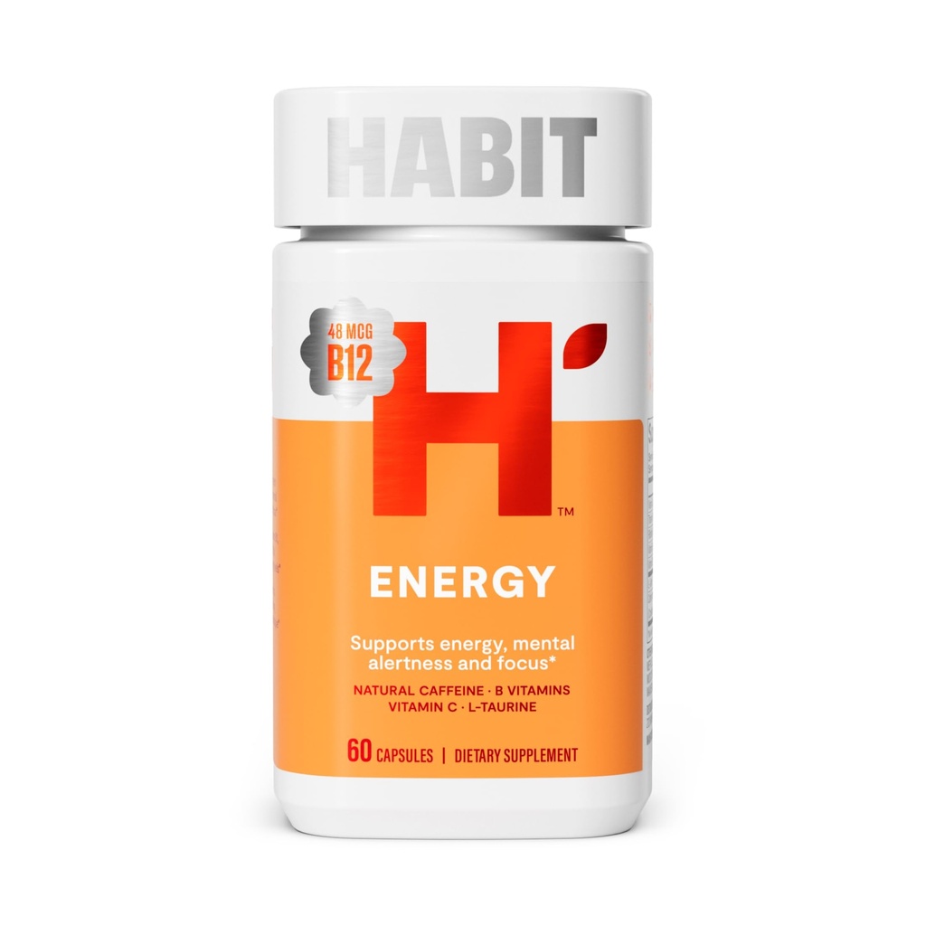 תוספי אנרגיה הרגל (60 קפסולות) - New Look, Supports Energy, alertness and Focus, Natural Caffeine, ויטמין B & C, Green Tea Extract, טבעוני, non-GMO (1 Pack)
