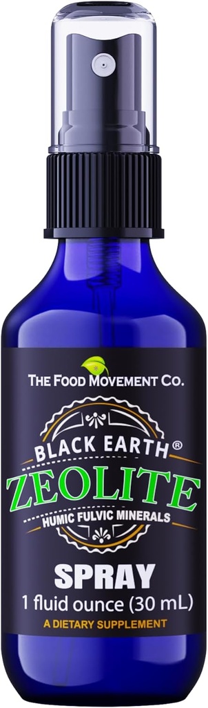 Black Earth Zeolite with Humic Fulvic Acids, Trace מינרלים, למבוגרים ולילדים תומכים בבריאות Gut, תמיכה במזל, עיכול וחיסול ועוד 1oz נוזל משאבה Spray תוסף