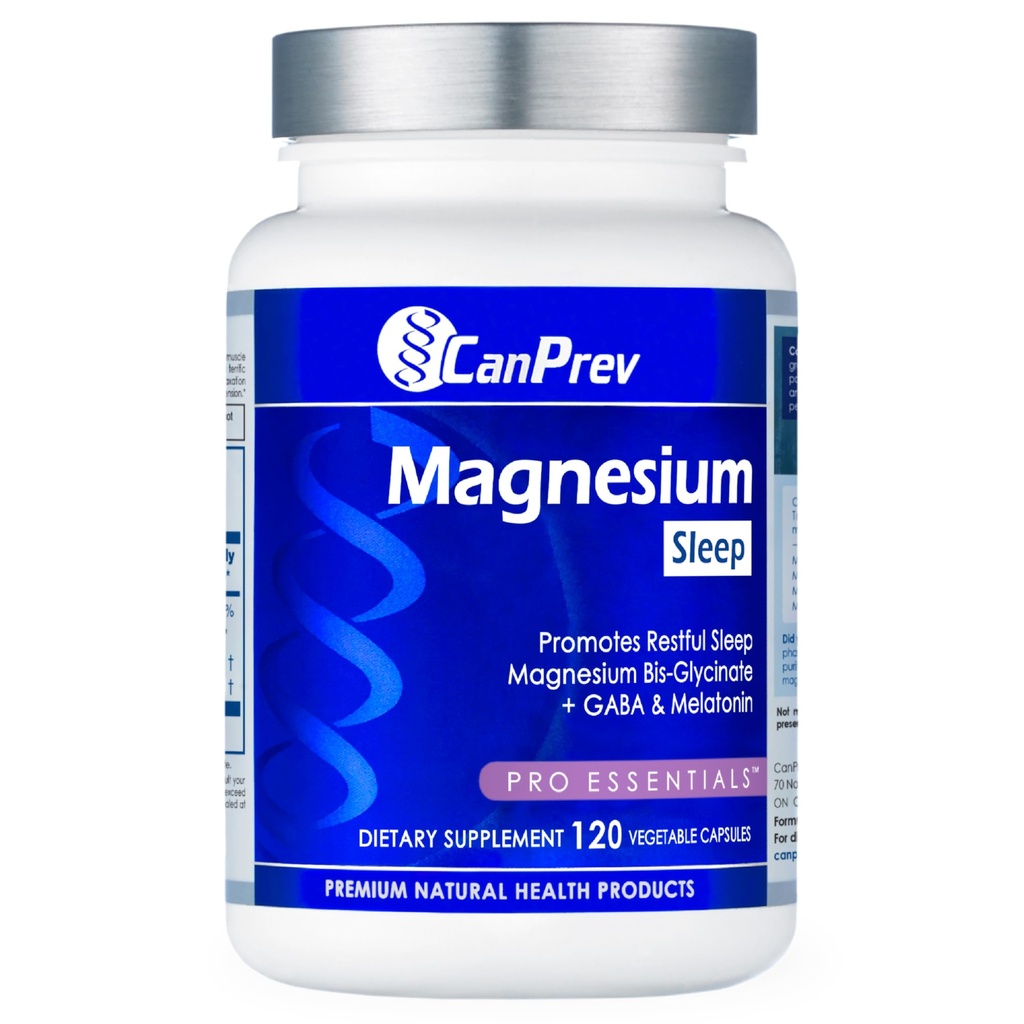 CanPrev Magnesium Bisglycinate Chelated + GABA & Melatonin, 120 Veg Caps, 120 ימים אספקה, תמיכה לילה מנוחה, תפקוד שרירים, קידום מרגיעה & Balanced Sleep-Wake Cycle, טבעוני, No GMO &ten Gluten Gluten