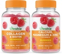 Lifeable Collagen & Biotin + Calcium, Magnesium, Zinc & ויטמין D, Gummies Bundle - Great Tasting, ויטמין, Gluten Free, GMO חינם, Chewable Gummymy