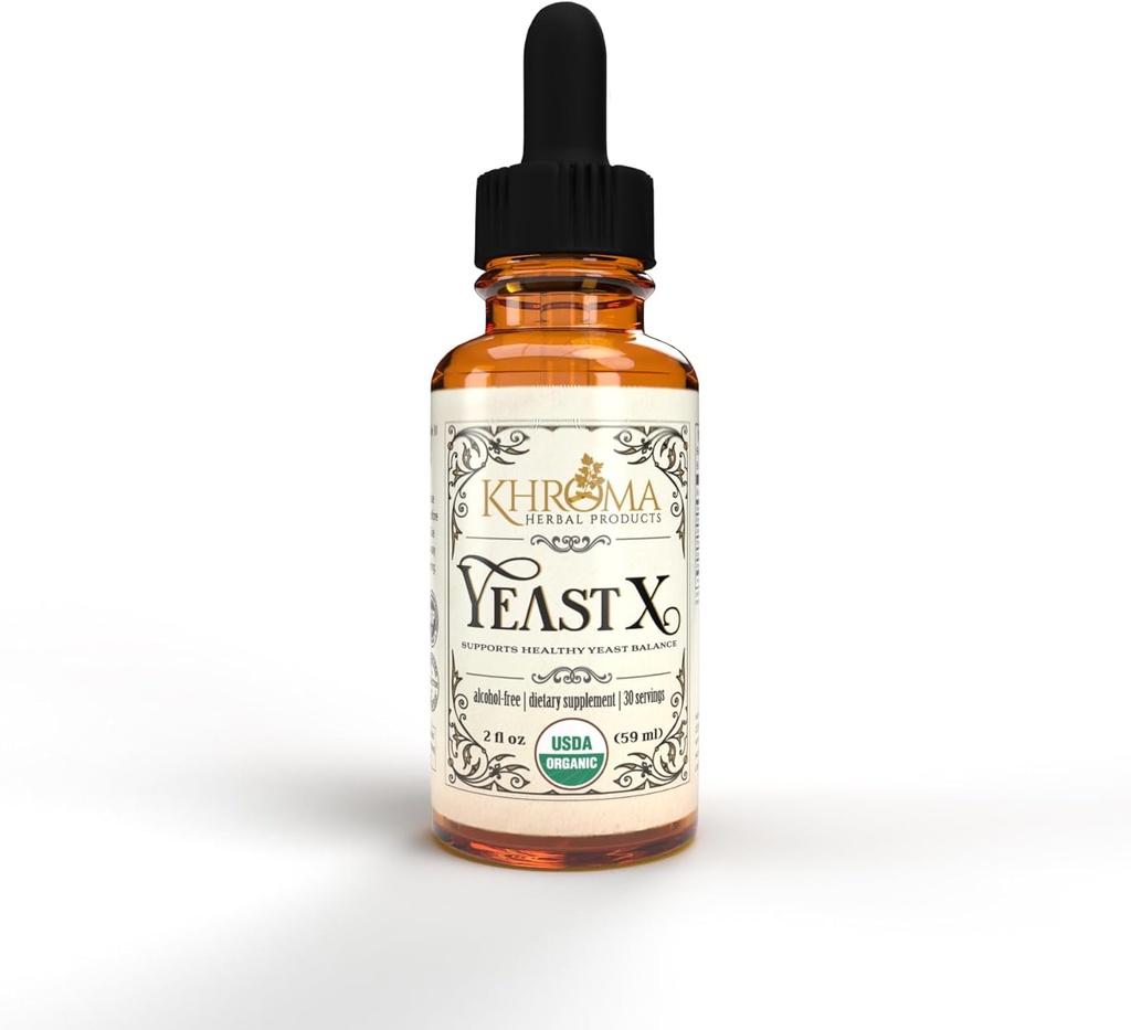 Khroma Herbal Products Yeast X - תמיכה אורגנית של Yeast - 30 משרתים בבקבוק 2 oz Glass