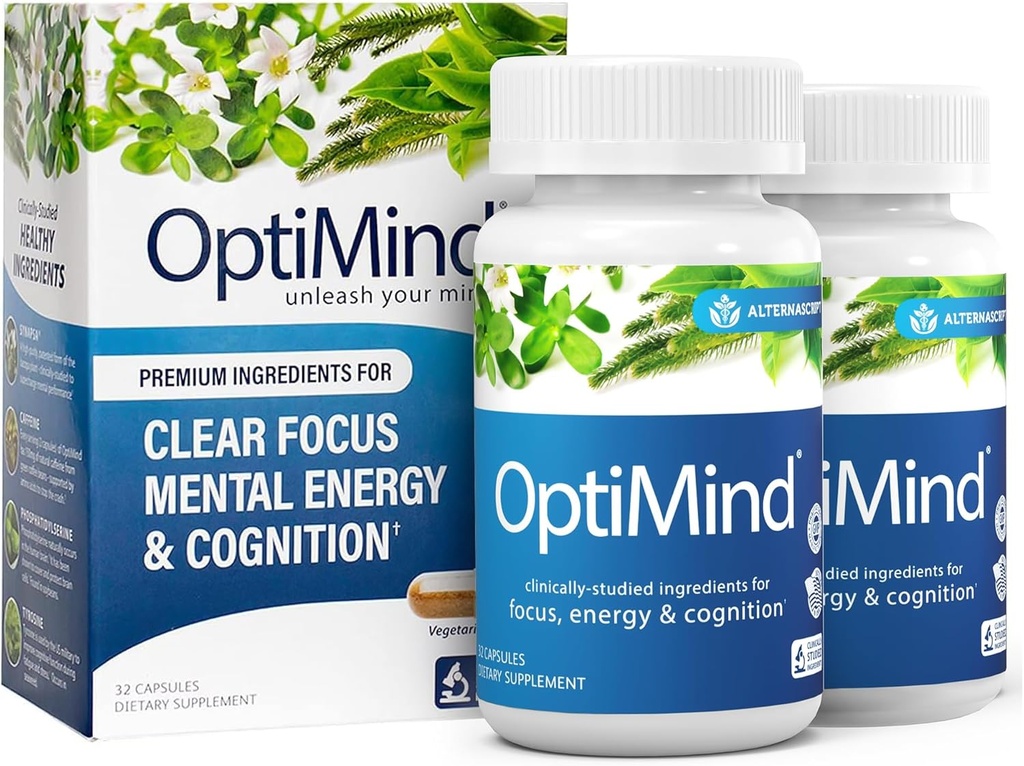 Optimind Bacopa Monnieri Brain תוסף זיכרון ומקד, nootropics עם Phosphatidylserine, Huperzine A, Non-GMO, קלינית למד Ingredients, 64 קפסולות