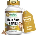 Skin and Nails ויטמינים - תוסף ביוטין עם Collagen, ויטמין C, & Iron - Super Antioxidant Band with Argan Oil & Hyaluronic Acid - 60 קפסולות נוזליות