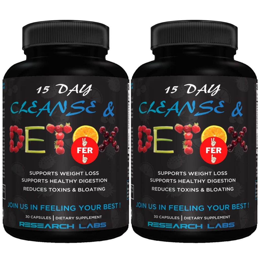 מעבדות מחקר 15 יום קולון ניקוי ו Detox עבור פחות Bloat Flat Tummy w/Probiotics - 2 פר 1 - הקלה בתפוצה - Flushes Toxins, Boosts אנרגיה. מחקר קליני בטוח ויעיל פורמולה