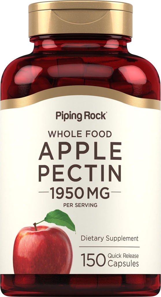 Piping Rock Apple Pectin קפסולות | 1950 מ"ג | 150 גלולות | תוספי תזונה | Non-GMO, Gluten Free