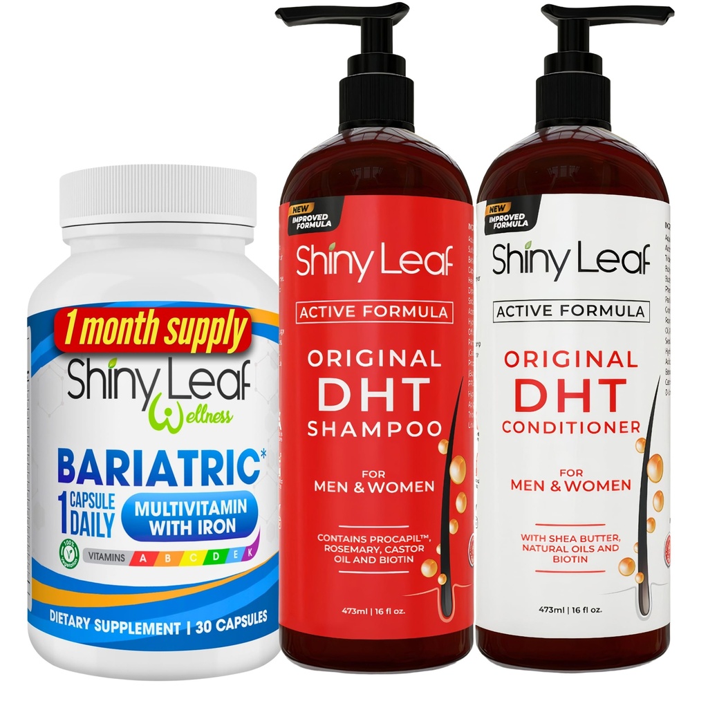 Bariatric Multivitamin עם Iron ו- DHT Blocker Shampoo ו- Conditioner, נשירת שיער Shampoo ו- Conditioner לנשים וגברים