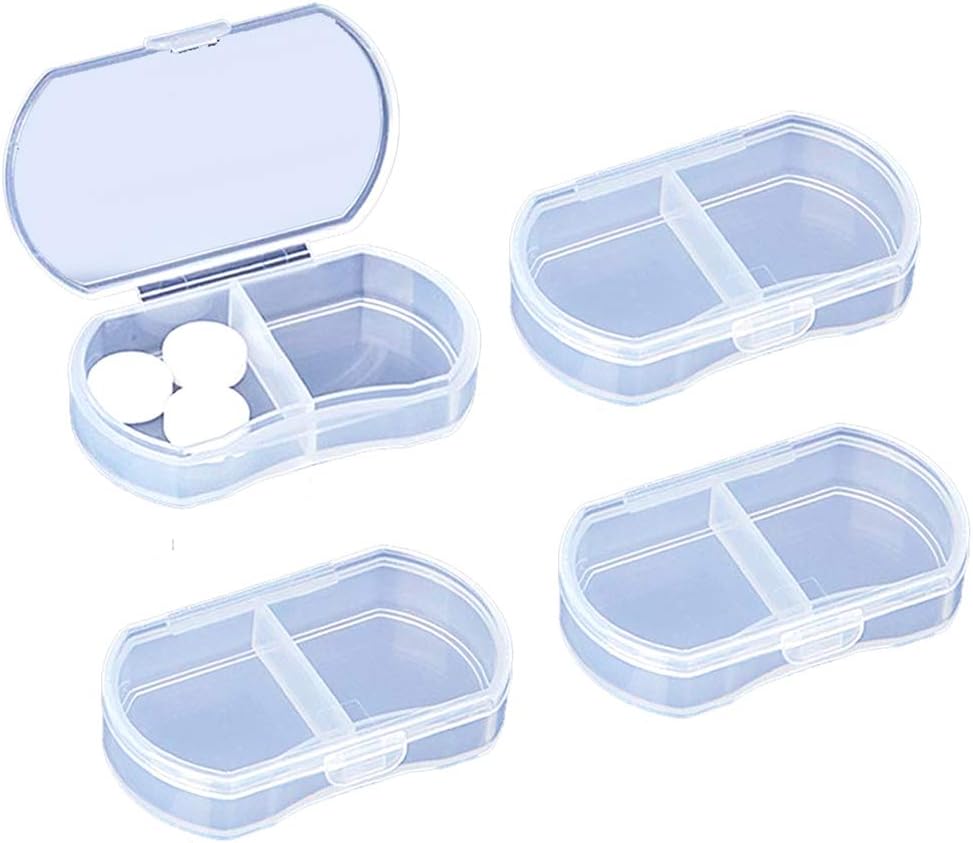 4PCS Pill Case for Purse Small Pill Organer Portable Travel Daily Pill Containers AM & PM Mini Pill Box, Fish Oil, תוסף Holer