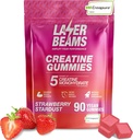 Creatine Monohydrate Gummies - 5g Creatine לשרת - טבעוני - כוח שרירי Boost, אנדורנס, התאוששות ו- Mental Focus - 90 חניכיים, Gluten-Free (Strawberry)