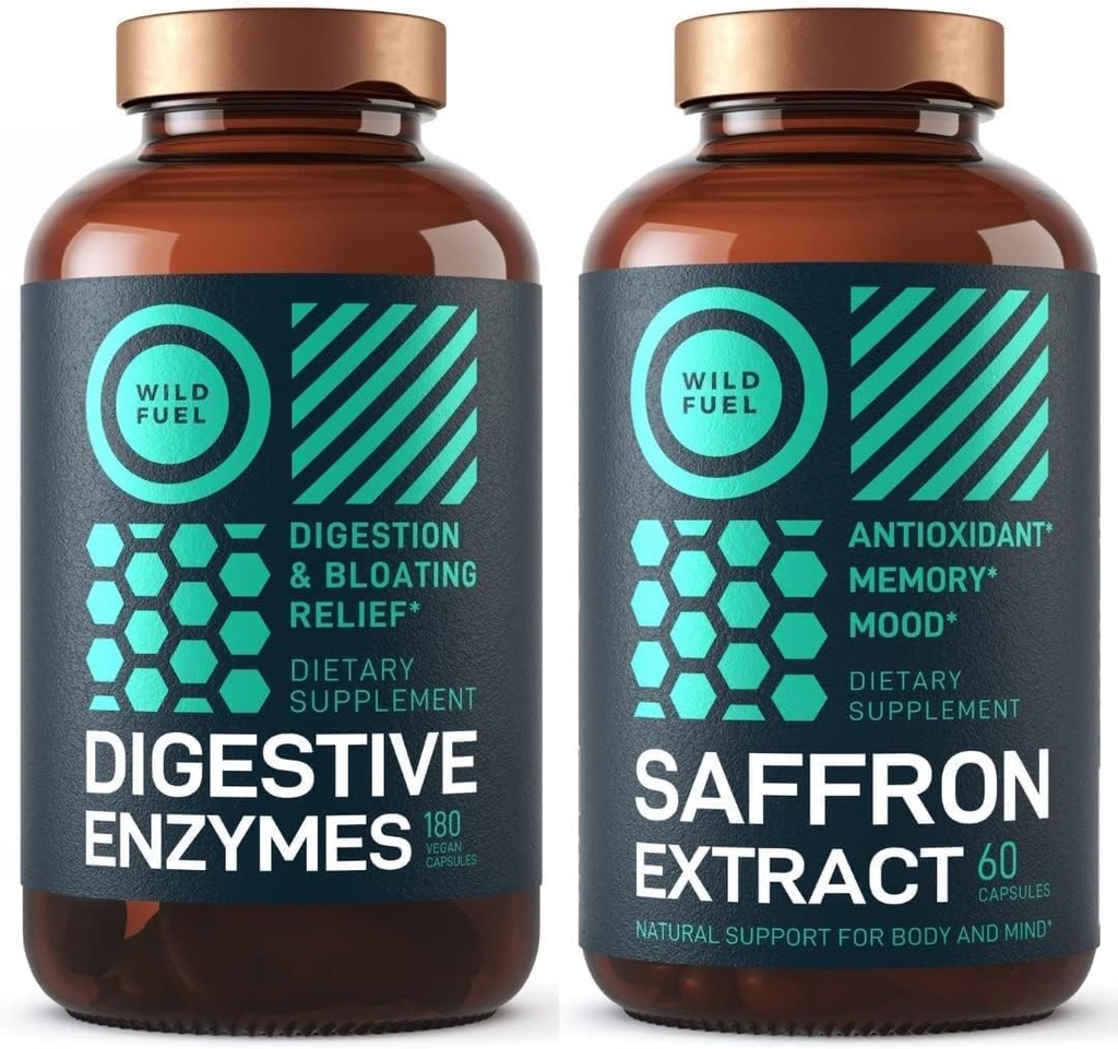 WILD FUEL Digestive Enzymes ו Saffron לחלץ קפסולות דיאטת Bundle
