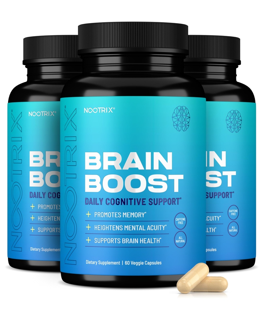 Nootrix Brain Boost Nootropic תוסף | תמיכה בזיכרון, מיקוד נפש, בריאות קוגניטיבית ואנרגיה | קידום בריאות Mood & Brain function