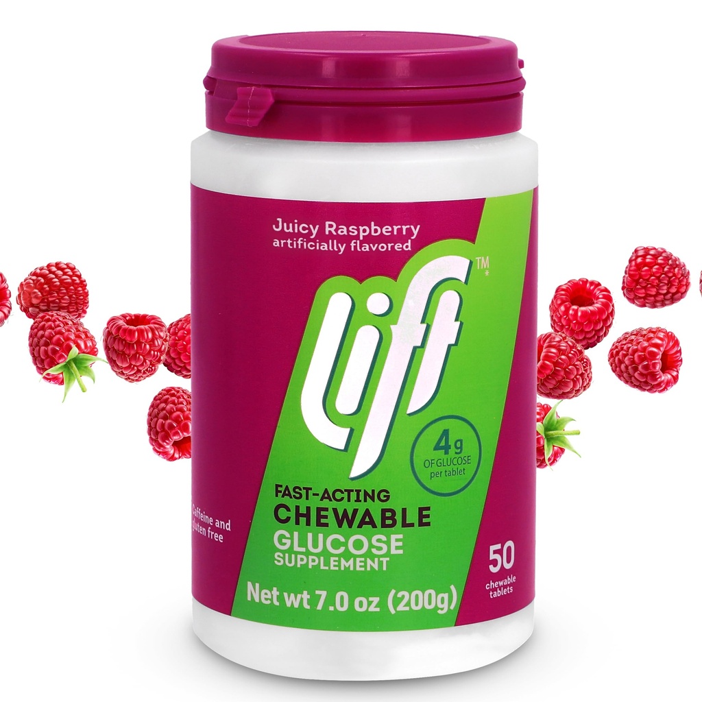 להרים גלוקוזה מהירה-פעמי גלוקוז צ'קוזי, Raspberry, 50 ct Jar (Pack of 1)