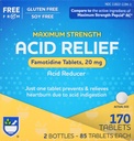 Rite Aid Acid מופחתr, טבליות פאמוטדין כוח מקסימלי, 20 מ"ג - 2 בקבוקים, 85 Count Each (170 Count Total) | Heartburn נדחה | Acid Reflux | Antacid Chews & Tablets, Heartburn Chews & Tablets