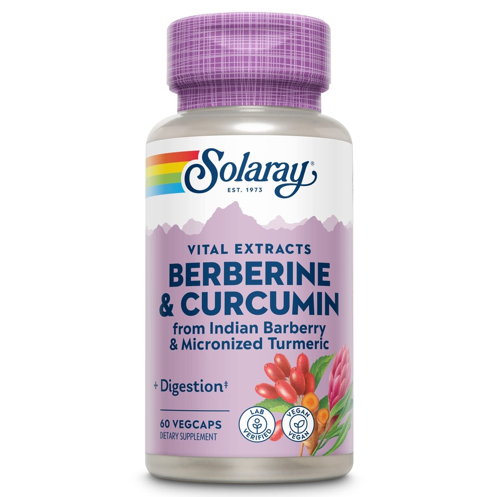 SOLAרי Berberine & Curcumin - Berberine Turmeric תוספת עם 20% Micronized Curcumin מן שורש Turmeric Root - Herbal בריאות תמיכה - Non-GMO, טבעוני, Gluten חינם, 60 ימים ערבות, 60 משרתות, 60 לשרתים