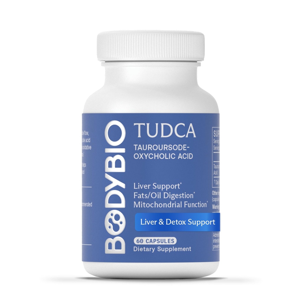 BodyBio TUDCA - Pure Turoursodeoxycholic Acid תוסף - תמיכה Bile Flow, Fat Metabolism & Liver Detox