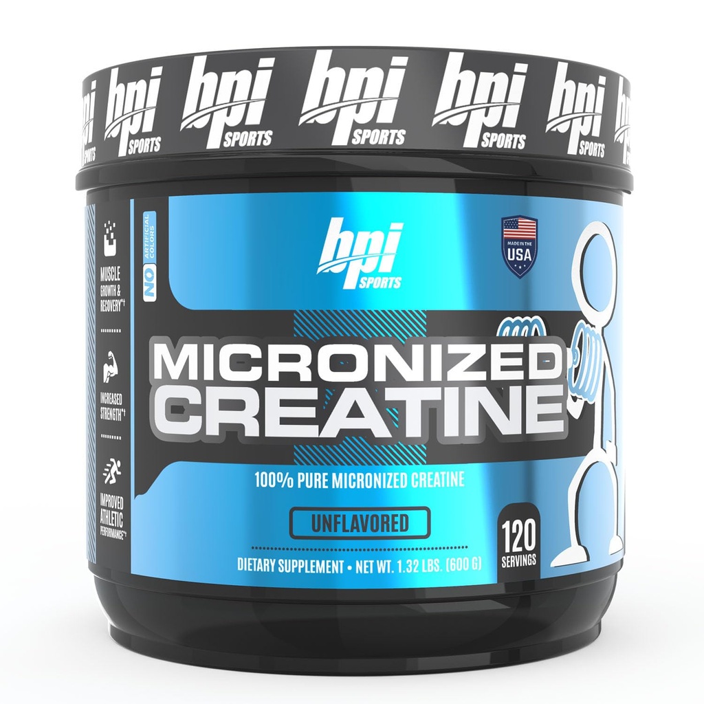 BPI Sports Micronized Creatine - הגדלת כוח - להפחית שומן - בניין שריר Lean - 100% טהור קריפטן - טוב יותר Absorption - תמיכה צמיחה שרירים - unflaved - 120 משרתות - 21.16 Ouncece