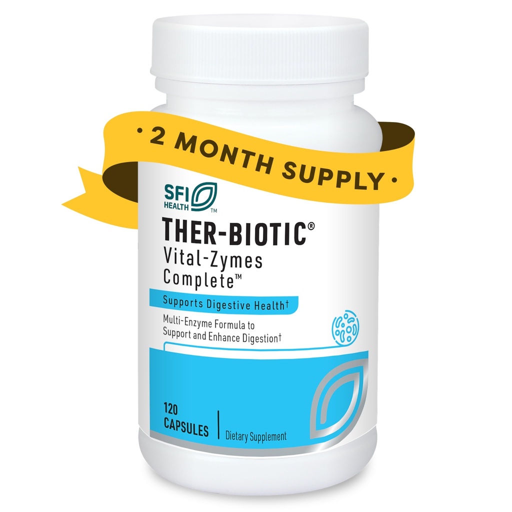 SFI Health Multi Enzyme תוספים לבריאות העיכול - Ther-Biotic Vital-Zymes Complete - Enzymes to Help Ease Indigestion & Acent Absorption (120 קפסולות)