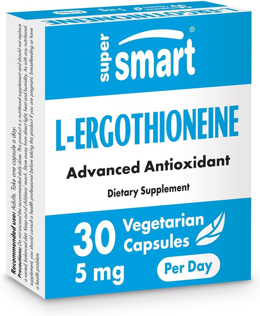 SuperSmart L-Ergothioneine תוספת של 5 מ"ג ליום (מתקדם אנטי-חמצן)
