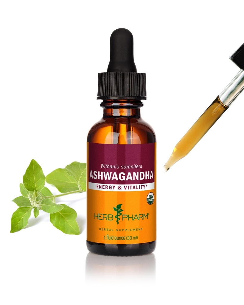 Herb Pharm מוסמך אורגני Ashwagandha לחלץ אנרגיה ו Vitality, Grain, אורגני Cane אלכוהול, 1 Ouncece