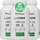 PRISTINE'S L Lysine 1000 מ"ג (3 Pack) Lip & Gum Health Essential Amino Acid Immunity תמיכה קפסולות תוספי מזון -180 יום אספקת שרירים ו- Tissue Support - ייצור משותף - גידול טבעוני חינם לא GMO