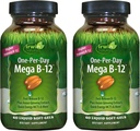 Irwin Naturals One-Per-Day Mega B-12 1500mcg High Potency Methyylobalamin ויטמין - Fast Enhanced Absorption with MCT + אסיאתי גינזנג - אנרגיה טבעית Boost - 60 סולגלים נוזליים (Pack of 2)