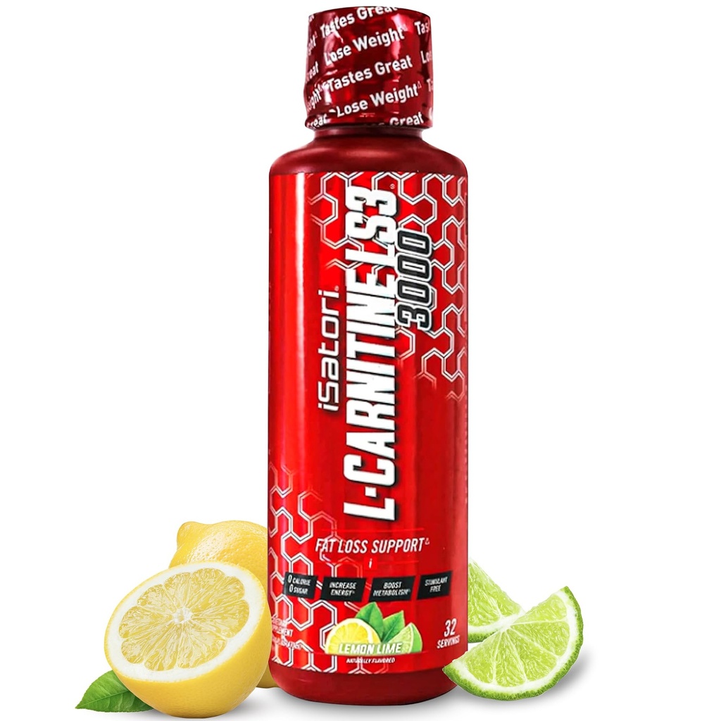 iSatori L-Carnitine LS3 3000 - Boost Energy & Metabolism, Triple-Blend L-Carnitine Liquid Supplement, Low-Calorie, Keto-Friendly, Stimulant, Sugar & Gluten-Free, Lemon Lime Flavor (32 Servings)