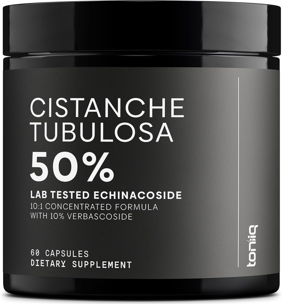 Cistanche Tubulosa לחלץ - Ultra High Potency 10:1 עם 50% Echinacoside ו 10% Verbascoside - ריכוז גבוה - מעבדה צד שלישי נבדק - 60 קפסולות