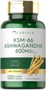 קרליל KSM-66 Ashwagandha 600 מ"ג | 120 קפסולות | תוספי חילוף עם L-theanine | טבעוני, Non-GMO, Gluten Freeten