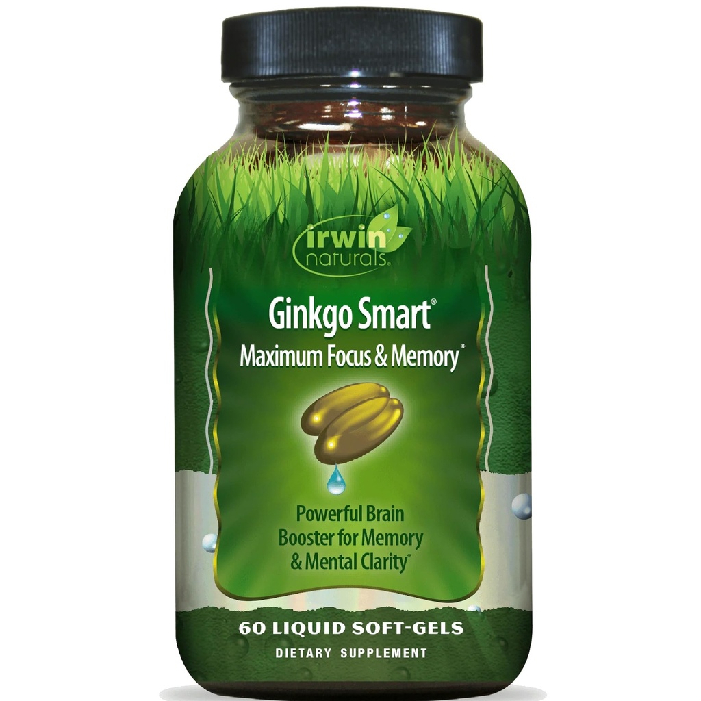 Irwin Naturals Genekgo Smart Powerful Nootropic Brain Booster - תומך זיכרון מקסימלי, פוקוס וקלילות נפשית עם DMAE, Clubmos, Choline & Acetyl L-Carnitine - 60 Softgels נוזלי